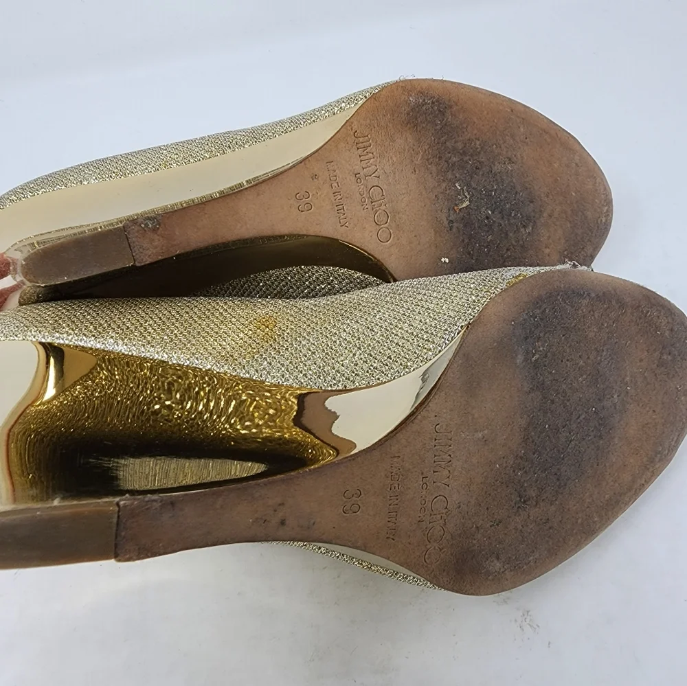 Jimmy Choo Gold Mesh Wedges